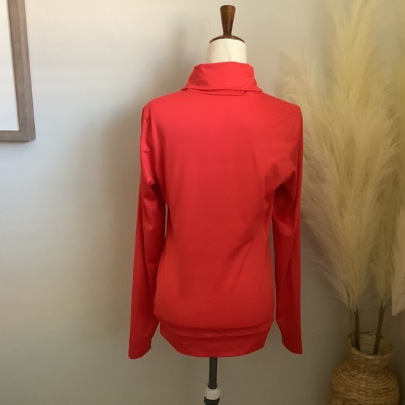 Nike Dri Fit Long Sleeved Red Button Up Turtleneck Golf Shirt, Size M - Picture 3 of 13